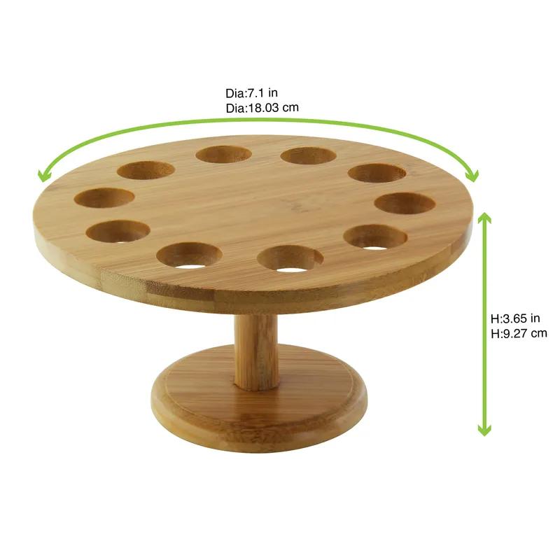 Cone & Temaki Display 4.3X7.1 IN 10 Compartment Bamboo Natural Round 2 Count/Case