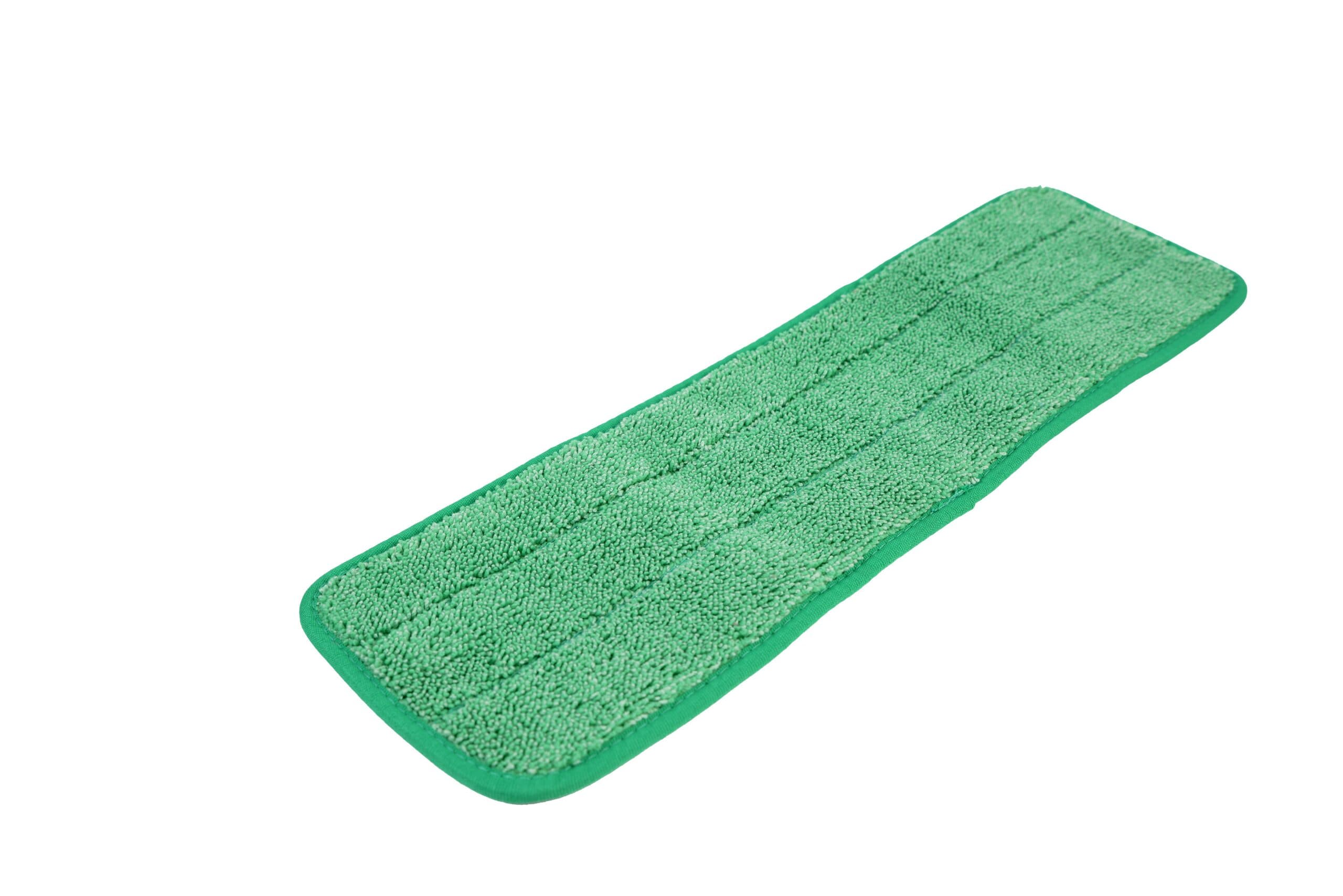Wet Mop Pad 18 IN Green Microfiber Flat Looped 12 Count/Pack