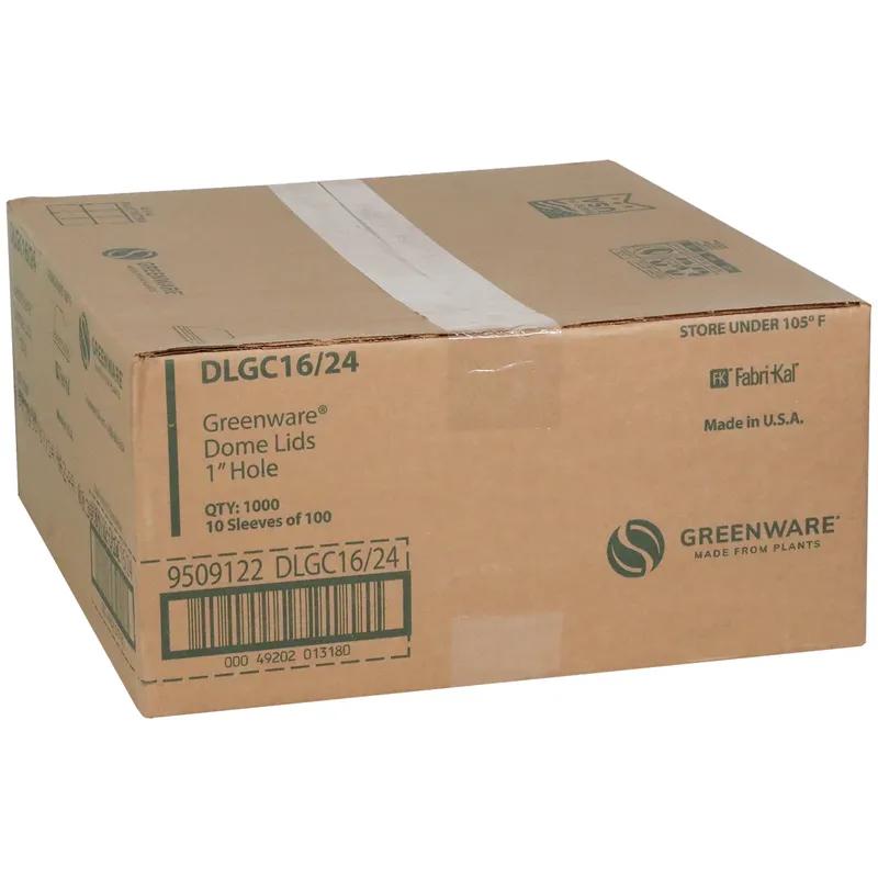 Greenware® Lid Dome 4X1.8 IN PLA Clear For 16-24 OZ Cold Cup With Hole 1000/Case
