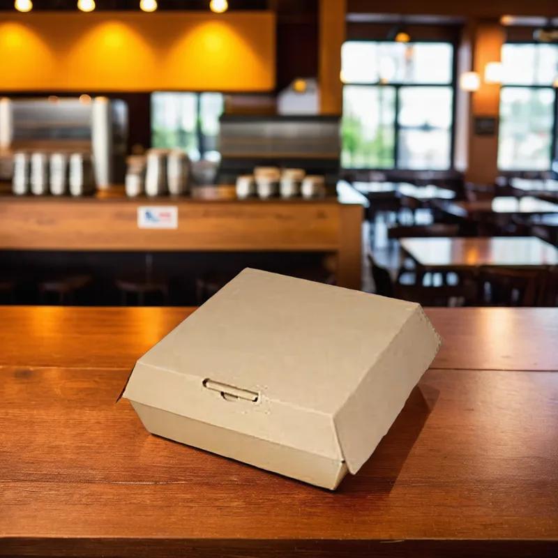 Bagcraft® EcoCraft® Take-Out Box Hinged With Dome Lid 8X8X3.31 IN Paper Kraft Square Fluted 110/Case