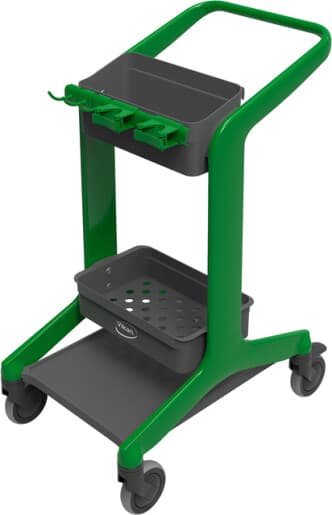 HyGo Cleaning Station 20.8X40.5 IN Green Black PP Stainless Steel TPE Rubber Rear Locking Casters Unassembled 1/Each