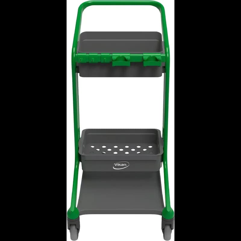 HyGo Cleaning Station 20.8X40.5 IN Green Black PP Stainless Steel TPE Rubber Rear Locking Casters Unassembled 1/Each