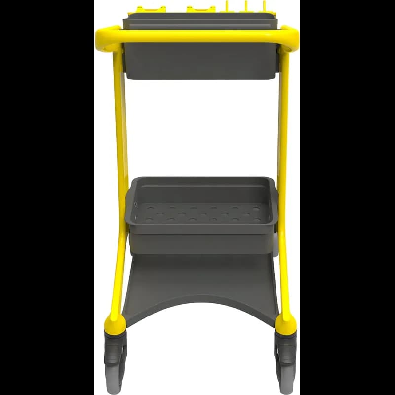 HyGo Cleaning Station 30.7X20.8X40.5 IN Yellow Black PP Stainless Steel TPE Rubber Unassembled Rear Locking Casters 1/Each