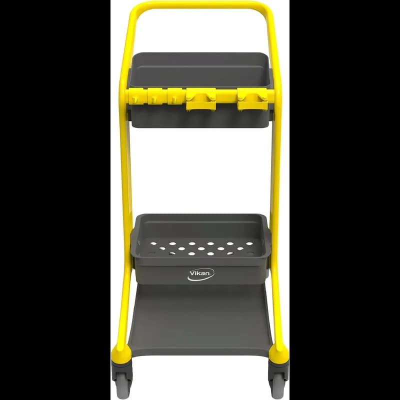 HyGo Cleaning Station 30.7X20.8X40.5 IN Yellow Black PP Stainless Steel TPE Rubber Unassembled Rear Locking Casters 1/Each