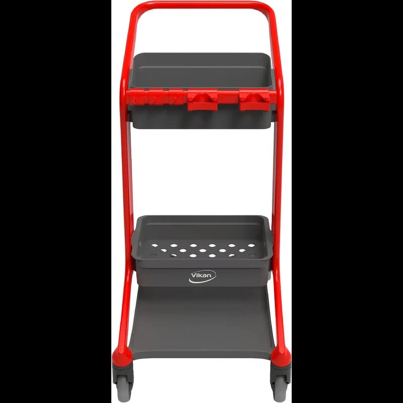 HyGo Cleaning Station 30.7X20.9X40.5 IN Red PP Stainless Steel TPE Rubber Unassembled Rear Locking Casters 1/Each