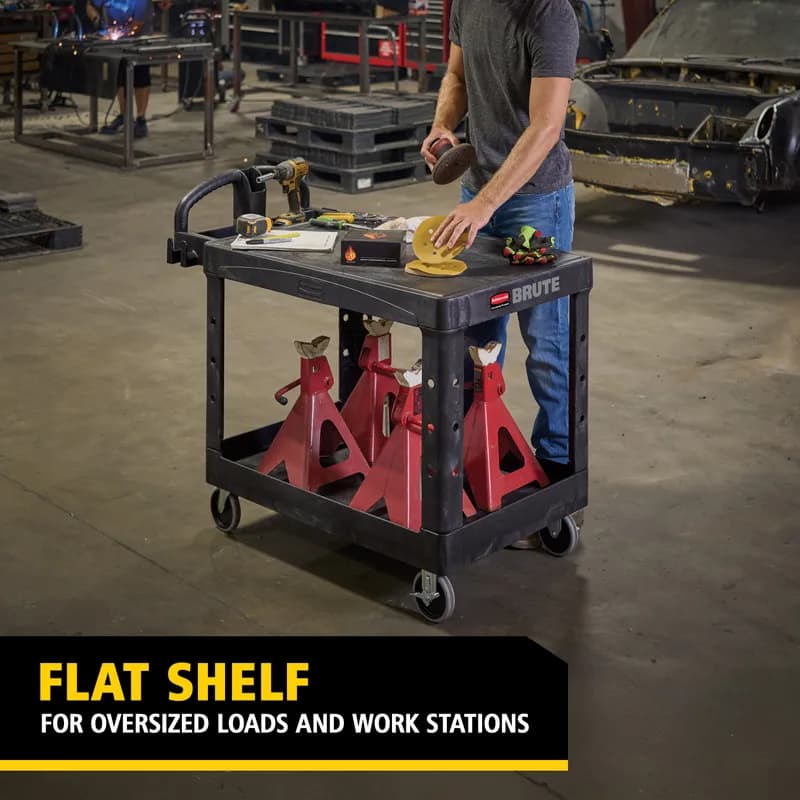 Brute® Utility Cart 44X24.75X38 IN 500 LB Black Ergonomic Handle Flat Shelf Medium 1/Each