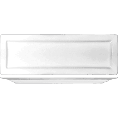 Elite™ Platter 14X7 IN Porcelain Bright White Rectangle Wide Rim Rolled Edge 12/Case