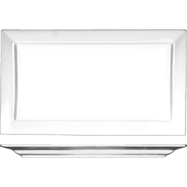 Elite™ Platter 11.75X6.75 IN Porcelain Bright White Rectangle Wide Rim Rolled Edge 18/Case