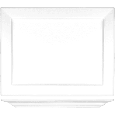 Elite™ Platter 14X10.88 IN Porcelain Bright White Rectangle Wide Rim Rolled Edge 6/Case
