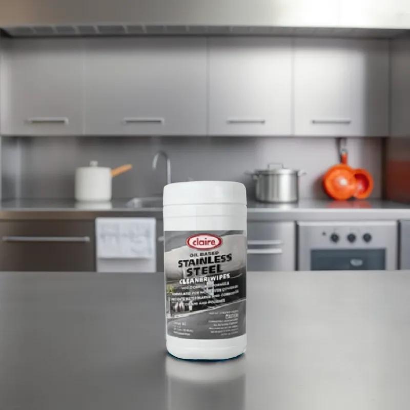 Claire Lemon Stainless Steel Cleaner & Polish Wipe 40 Count/Pack 6 Packs/Case 240 Count/Case