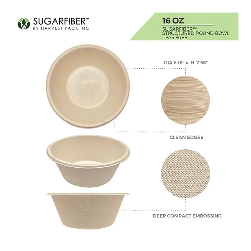 16 OZ Pulp Fiber Round Shallow 500/Case