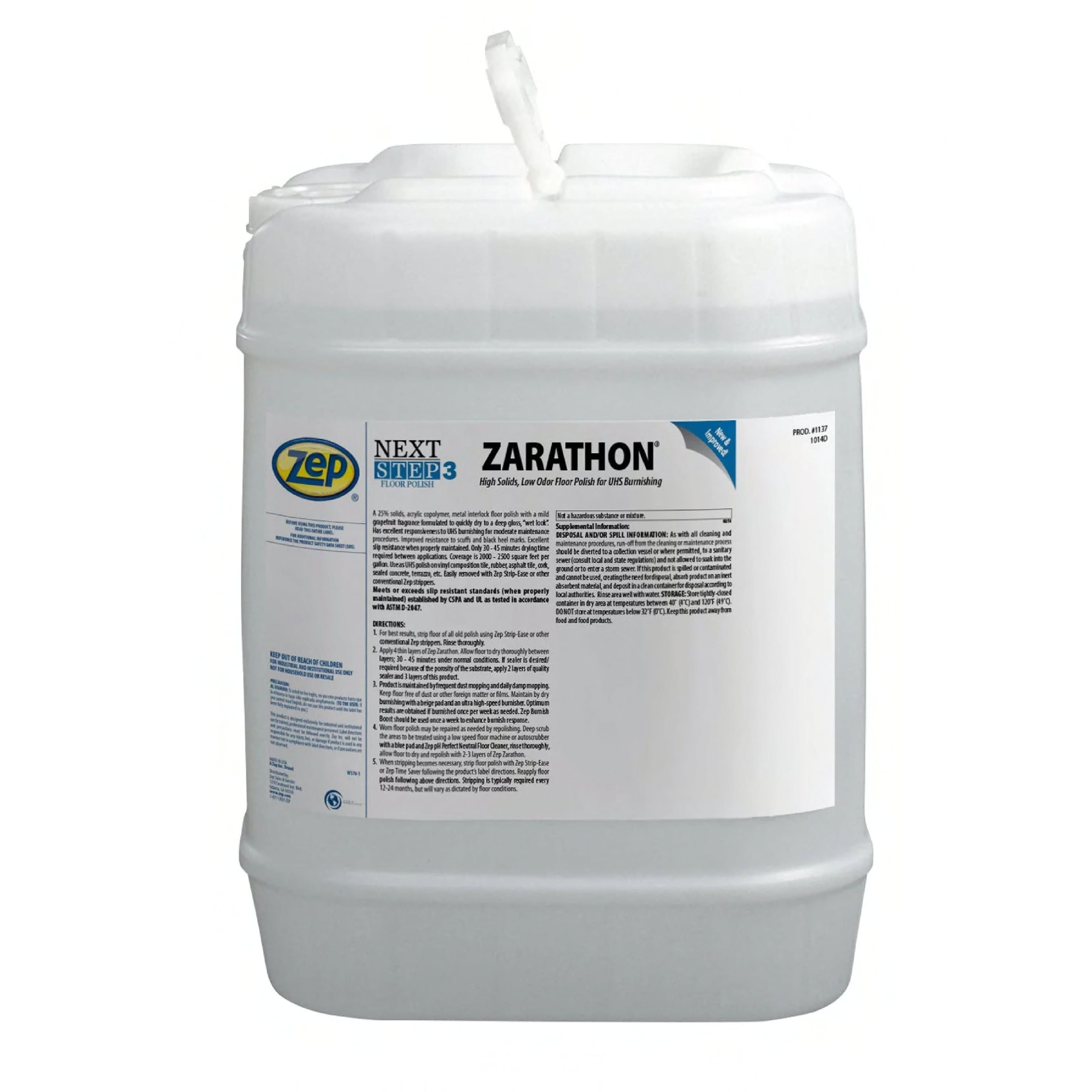 Zarathon Low Odor Floor Polish 5 GAL 25% High Solids 1/Pail