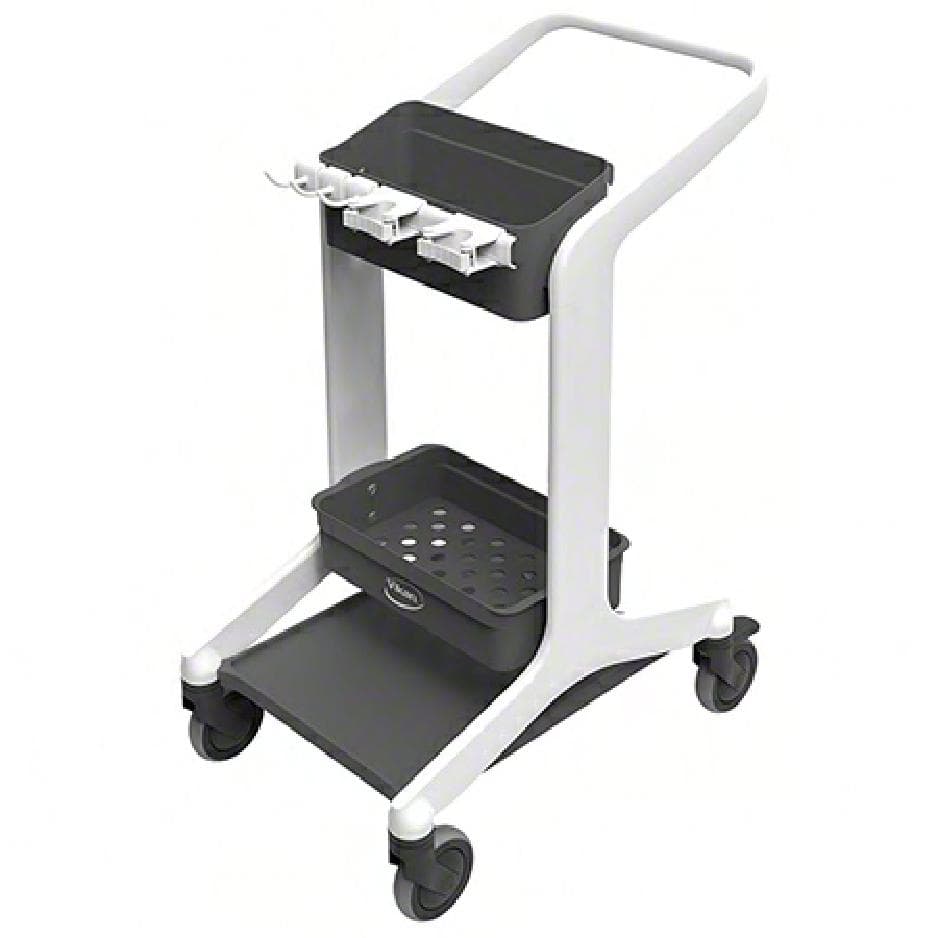 HyGo Cleaning Station White PP SS TPE Rubber Rear Locking Casters Unassembled Includes 5 Tool Brackets 1/Each