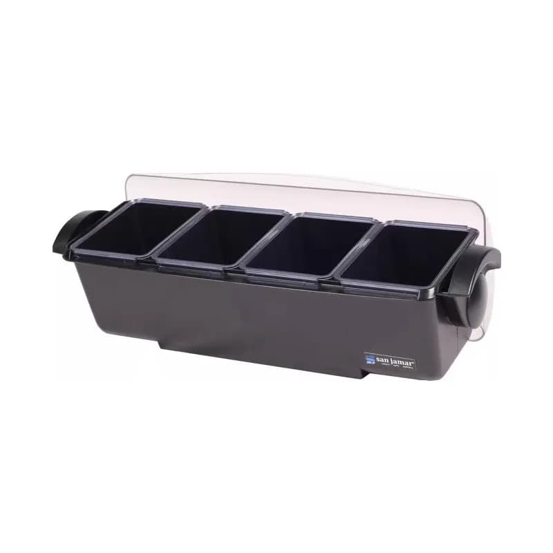 San Jamar Condiment Holder Dispenser ABS Black Four 3 Pint Trays 1/Each