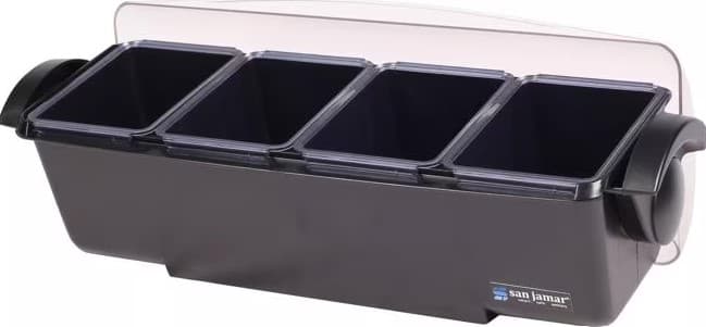 San Jamar Condiment Holder Dispenser ABS Black Four 3 Pint Trays 1/Each