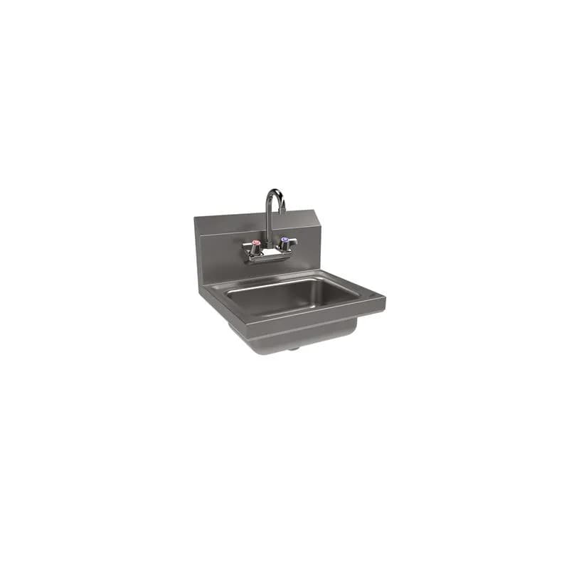 Hand Sink 14X10X5 IN Stainless Steel 20GA 4 IN O.C. Splash Mount With Faucet 1/Each
