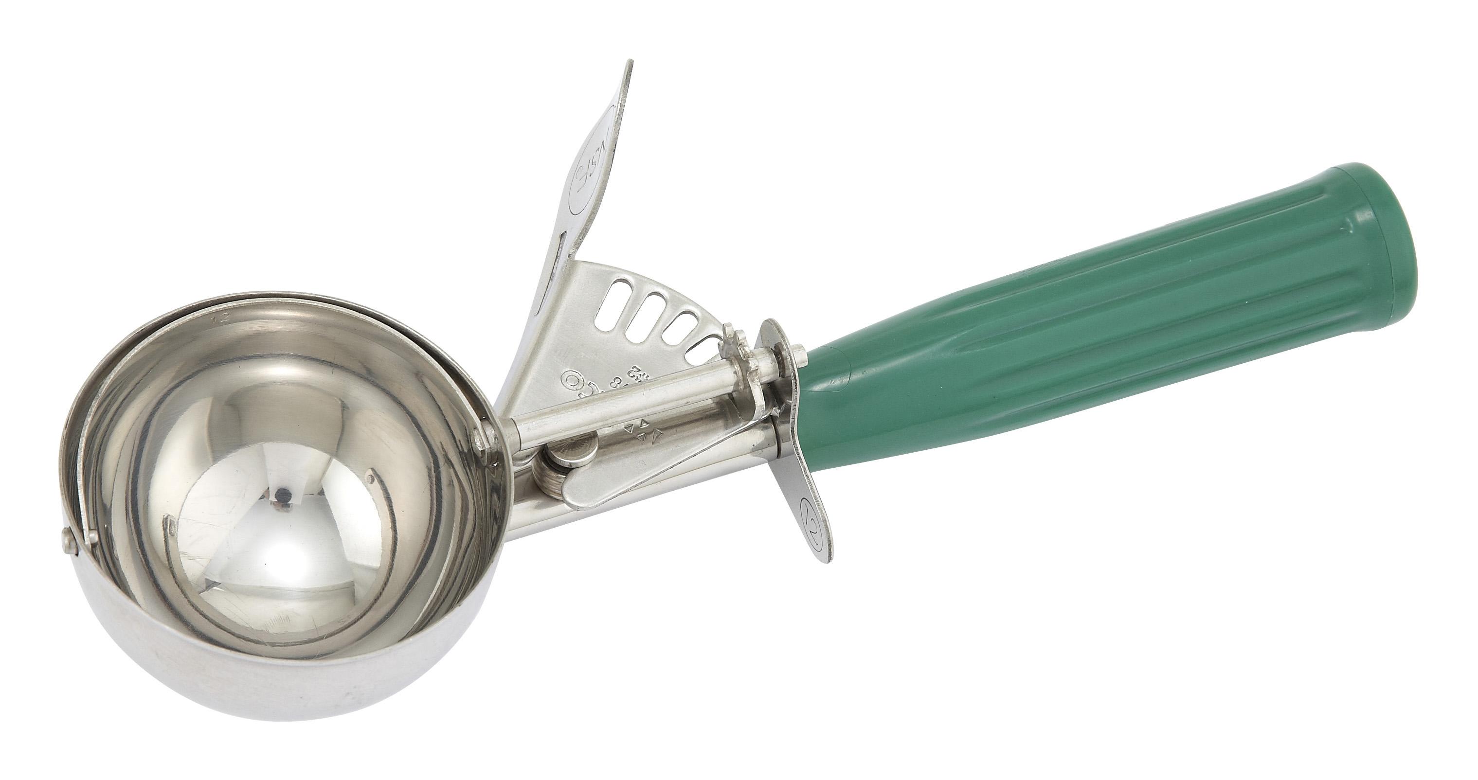 Ice Cream Disher Size 12 3.25 OZ 18/8 Stainless Steel Green 1/Each