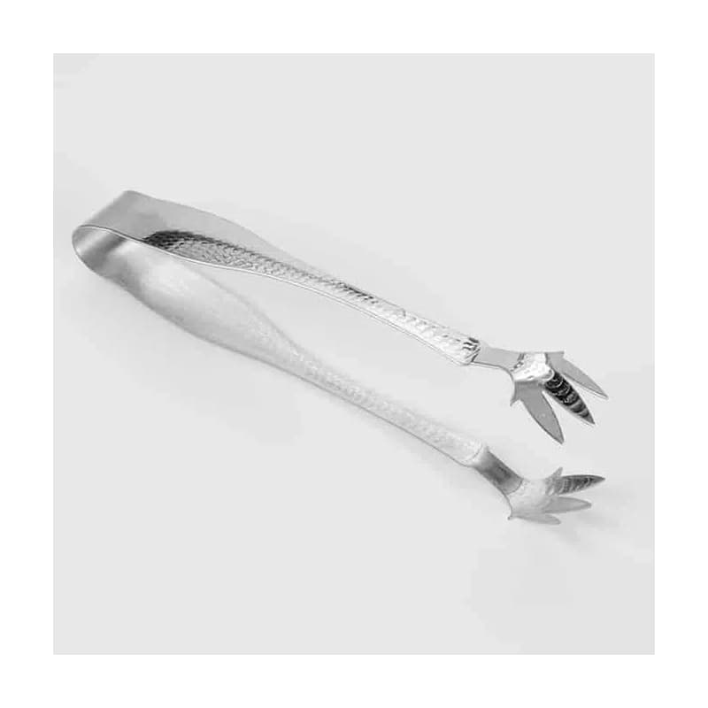 Ice Tongs 6.5 IN Stainless Steel Silver Hammered Texture Dishwasher Safe 1/Each