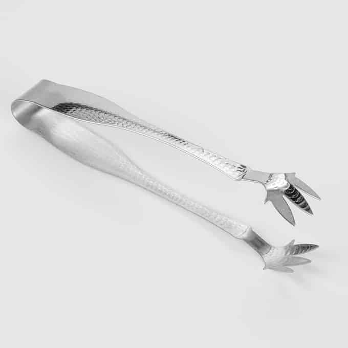 Ice Tongs 6.5 IN Stainless Steel Silver Hammered Texture Dishwasher Safe 1/Each