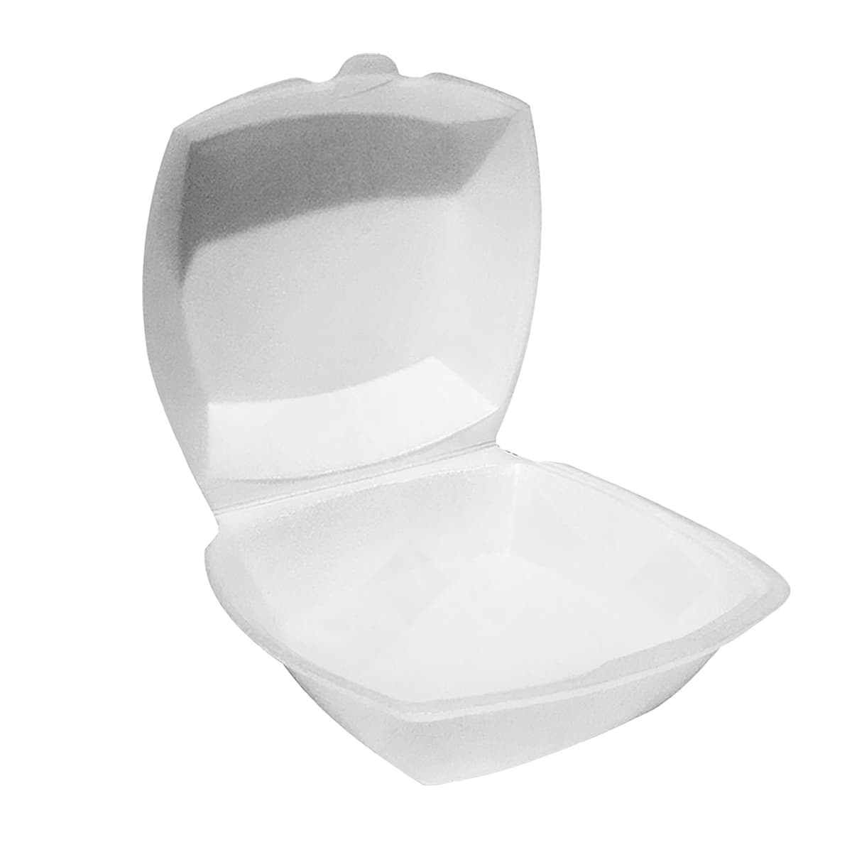Take-Out Container Hinged With Dome Lid 6X6X3 IN Polystyrene Foam White Square 500/Case