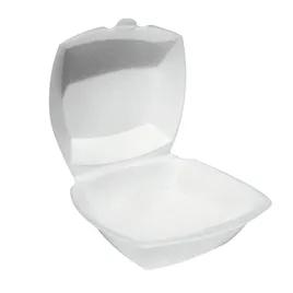 Take-Out Container Hinged With Dome Lid 6X6X3 IN Polystyrene Foam White Square 500/Case