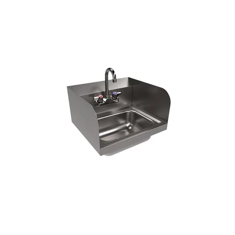 Hand Sink 15.5X17X13.1250 IN Stainless Steel With Side Splashes With Faucet 1/Each