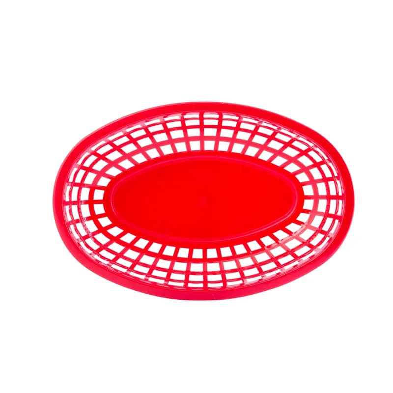 Basket 9X6X2 IN HDPE Red Oval 36/Case
