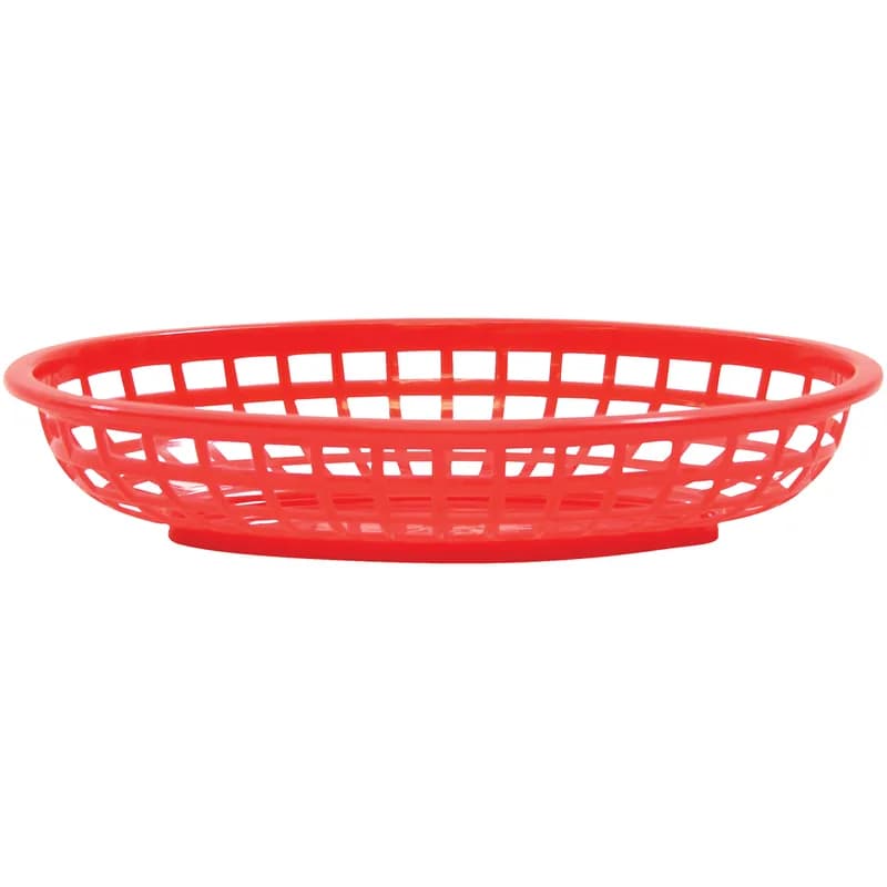 Basket 9X6X2 IN HDPE Red Oval 36/Case