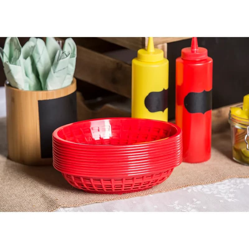 Basket Jumbo 11.75X9X1.875 IN Polypropylene Homopolymer (PPH) Red Oval 36/Case