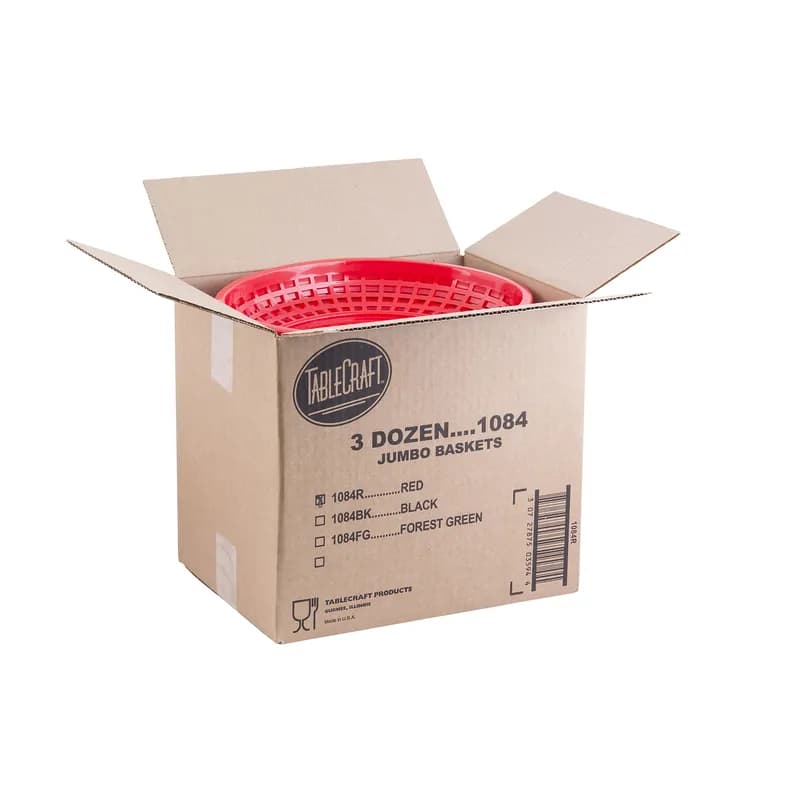 Basket Jumbo 11.75X9X1.875 IN Polypropylene Homopolymer (PPH) Red Oval 36/Case