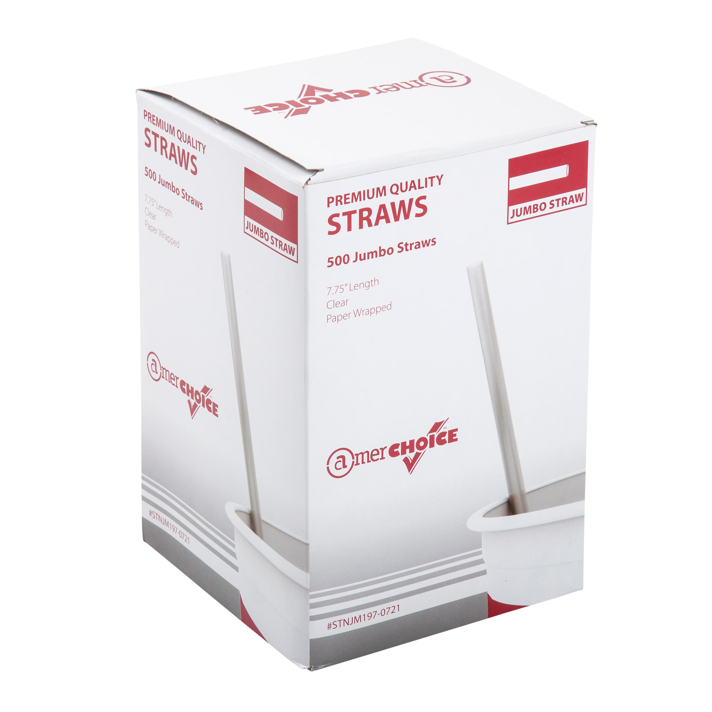Jumbo Straw 0.22X7.75 IN Plastic Clear Paper Wrapped 2000/Case