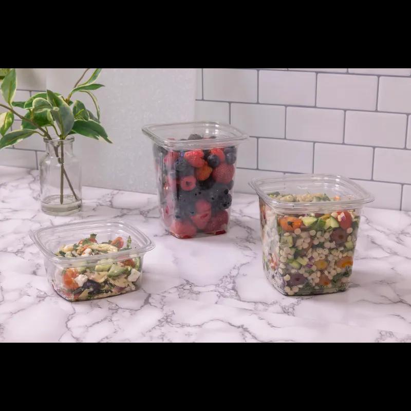 Lid Flat 4X4X0.6 IN PET Clear Square For Container Unhinged Recessed 960/Case