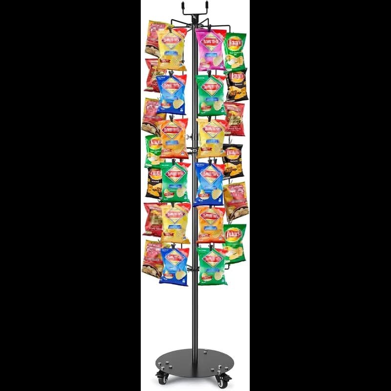 Chips Display Rack 61 IN Metal Black With 72 Clips 1/Each