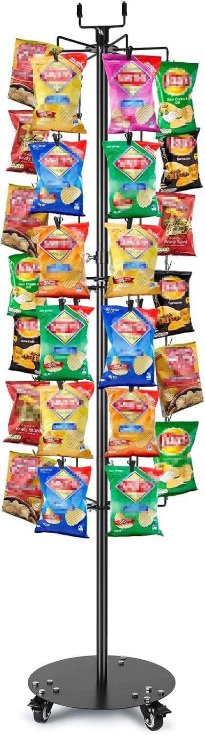 Chips Display Rack 61 IN Metal Black With 72 Clips 1/Each