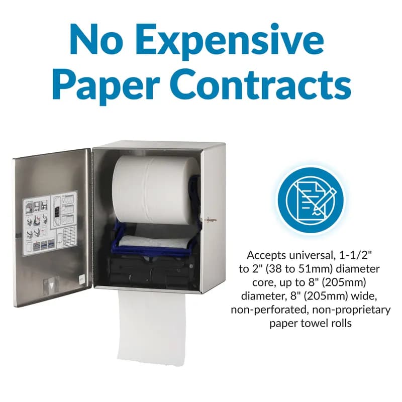 Paper Towel Dispenser Stainless Steel Surface Mount Automatic 1/Each