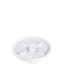 Dart® Lid Flat 3.4X0.4 IN HIPS White For 10 OZ Hot Cup Lock Tab Sip Through Lift Back 100 Count/Pack 10 Packs/Case