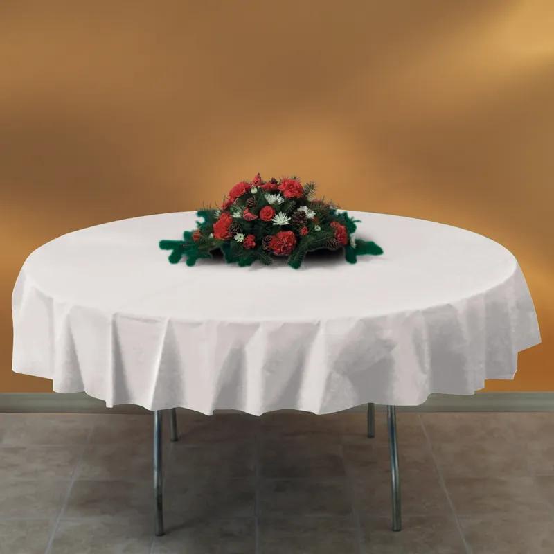 Table Cover 82 IN Plastic White Round 12/Case