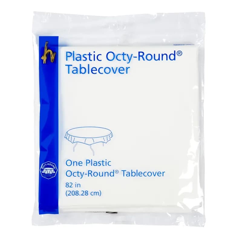 Table Cover 82 IN Plastic White Round 12/Case