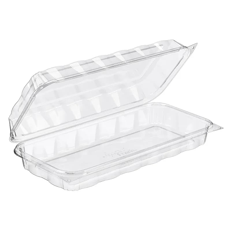 Essentials Danish Dessert Container Hinged With Dome Lid 101 OZ RPET Clear Rectangle 132/Case