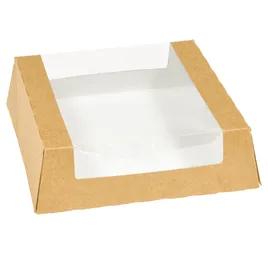 VISIONS Bakery Box 8X8X2.5 IN Clay-Coated Paperboard PET Kraft Square With Window 100/Case