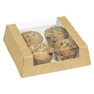 VISIONS Bakery Box 8X8X2.5 IN Clay-Coated Paperboard PET Kraft Square With Window 100/Case