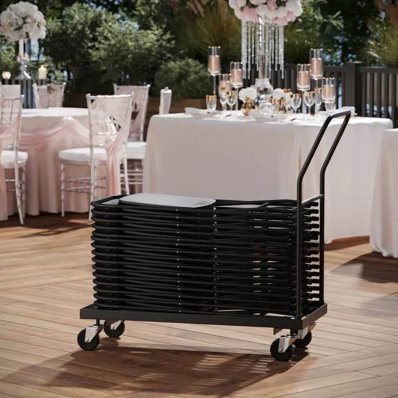 Moving Dolly Folding Chairs Black Powder Coated Steel 1/Each