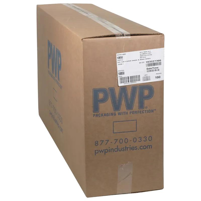 Cake Container & Lid Combo With High Dome Lid 9.75X5 IN PET Clear Black Round Deep Fluted 100/Case