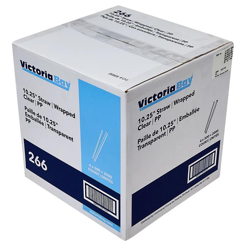 Victoria Bay Jumbo Straw 10.25 IN PP Clear Paper Wrapped 500 Count/Pack 4 Packs/Case 2000 Count/Case