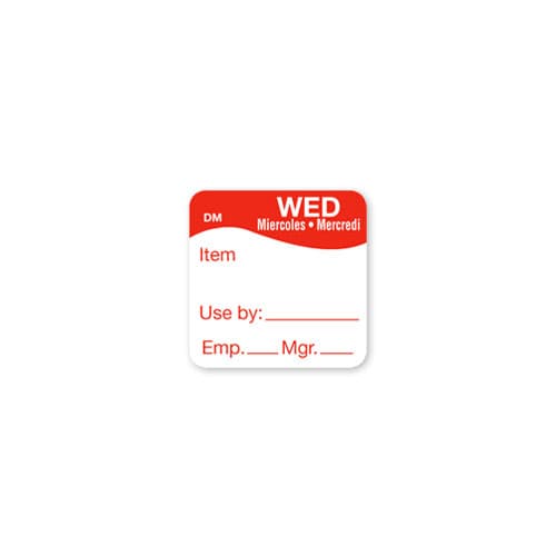 DissolveMark® Label 1X1 IN Wednesday Adhesive 500/Roll