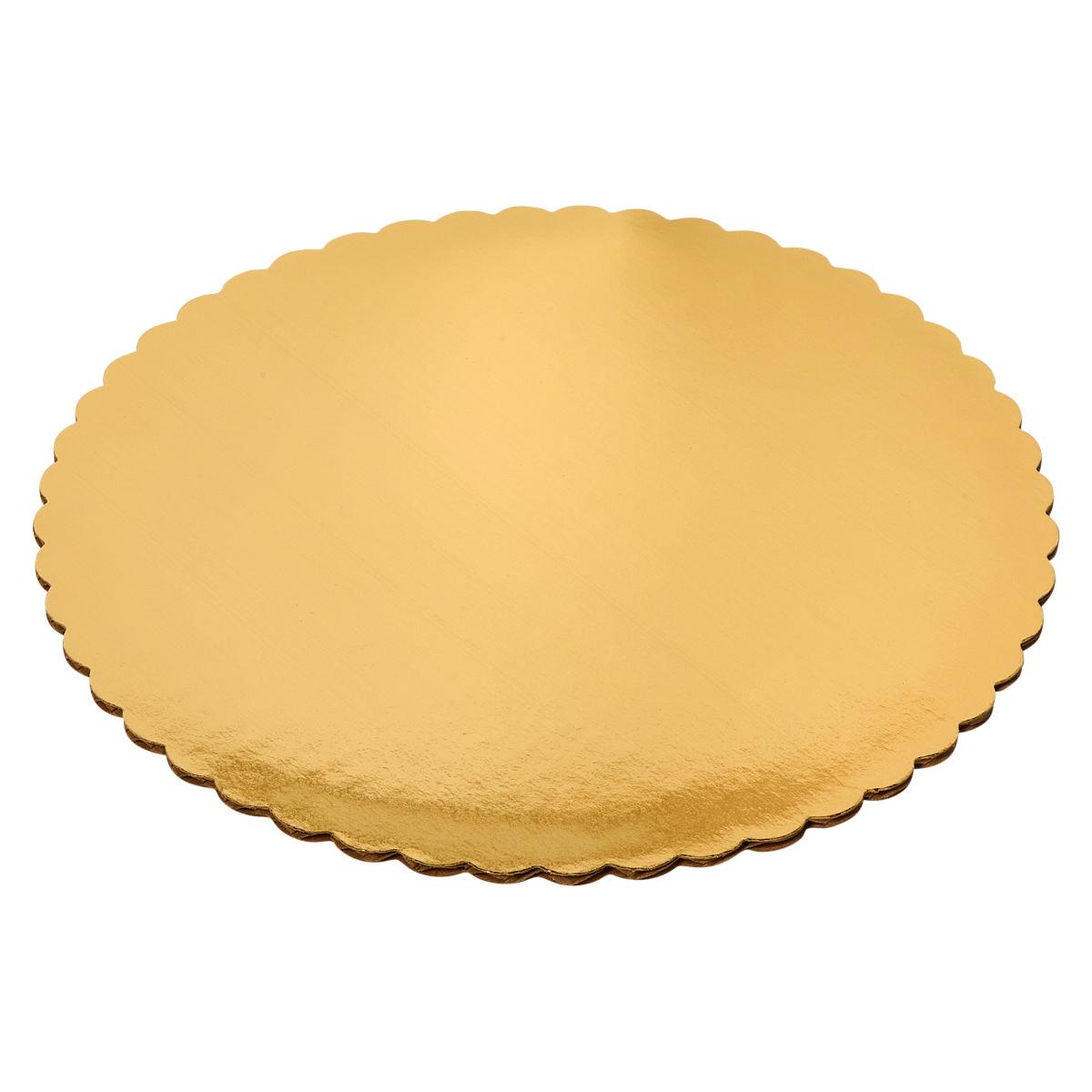 Cake Circle 10 IN Paperboard Gold Round Scalloped 200/Case
