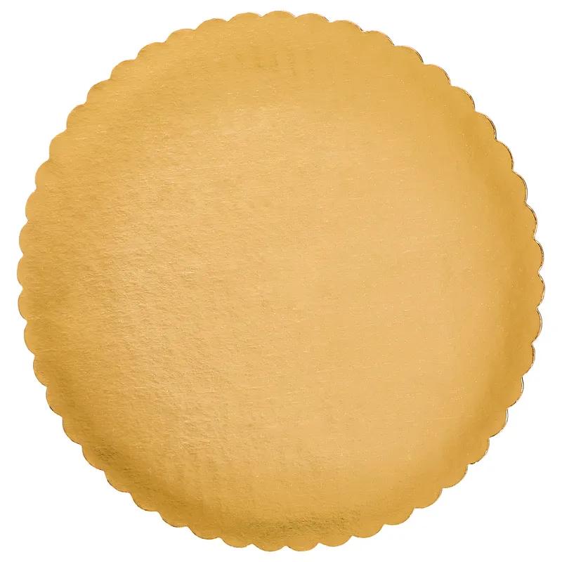 Cake Circle 10 IN Paperboard Gold Round Scalloped 200/Case