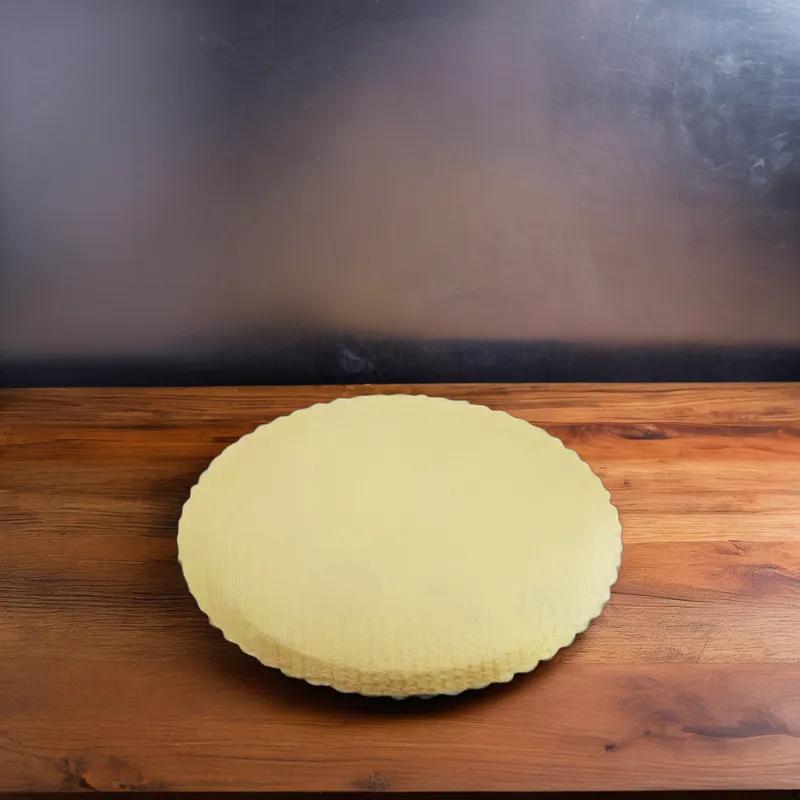 Cake Board 12 IN Corrugated Paperboard Gold Round Scalloped 100/Case