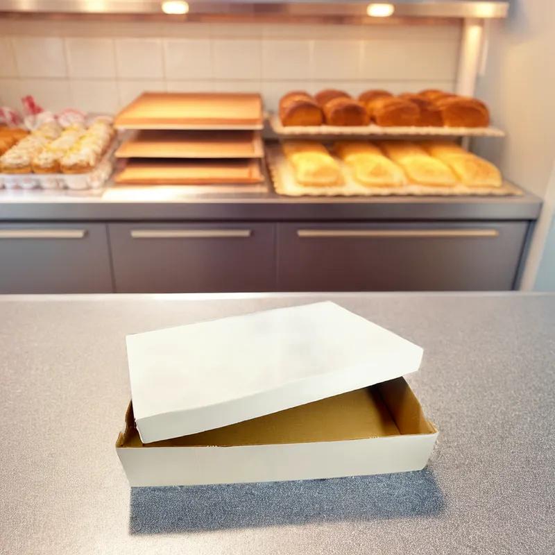 Cake Box 28X18X5 IN Corrugated Paperboard White Rectangle 2-Piece 25/Bundle