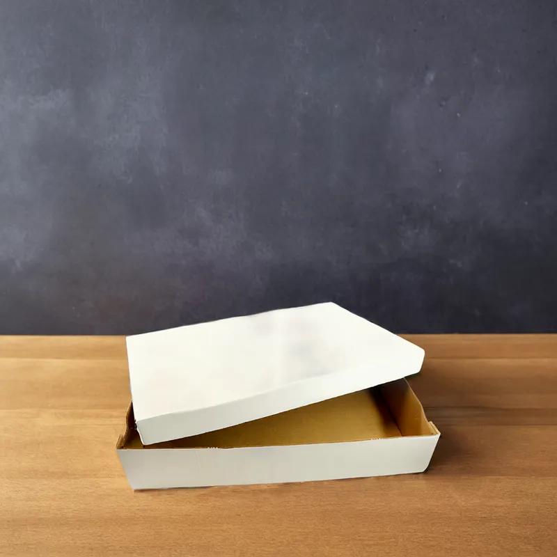 Cake Box 28X18X5 IN Corrugated Paperboard White Rectangle 2-Piece 25/Bundle